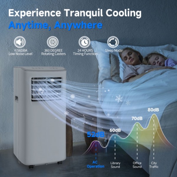 Line Blaster 8500 BTU Portable Air Conditioners with Digital Remote,3-in-1 AC Units for Rooms with Installation Kit for Home/Office/Dorms